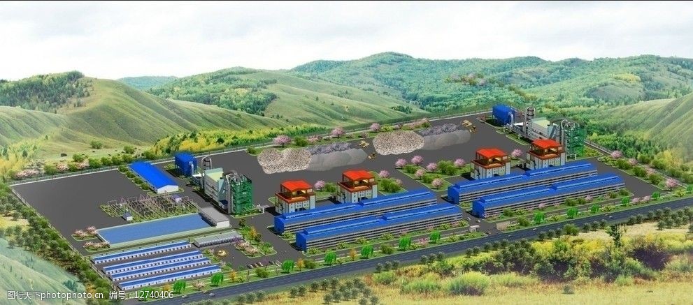 矿山与建筑设备及其零部件在冶炼厂鸟瞰图中的体现